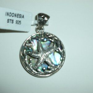 Bali Sterling Silver Abalone Starfish Pendant NWT